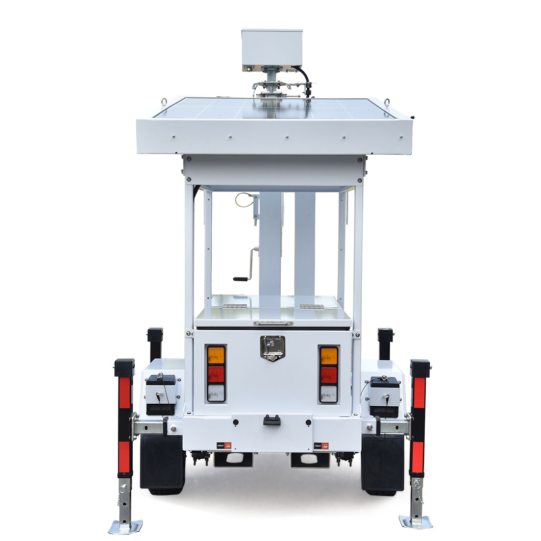 Remorque de surveillance portative à énergie solaire extérieure avec caméra de vidéosurveillance
