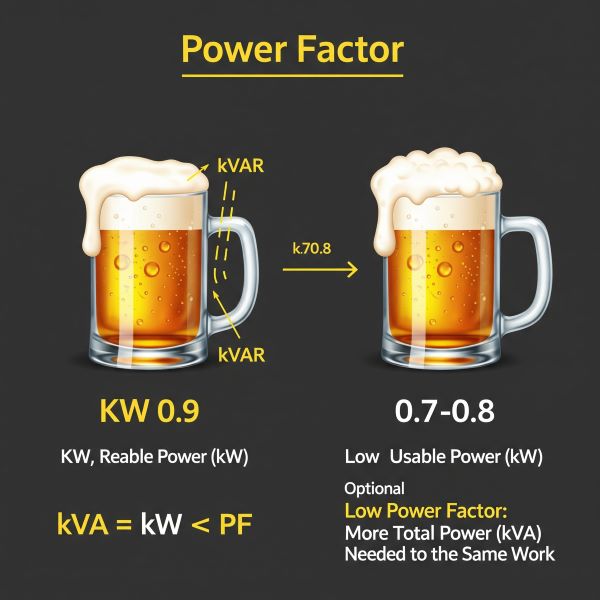 Comment le facteur de puissance affecte la relation entre KW et KVA